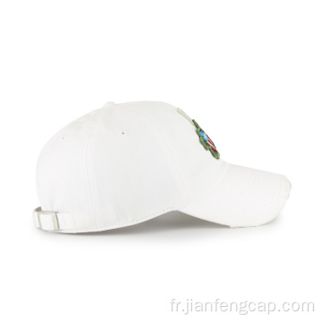 Casquette de baseball blanche avec patchs et destoried birm